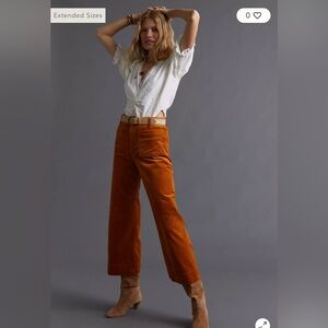 Anthropologie Maeve Colette Cropped Wide-Leg Corduroy Trousers